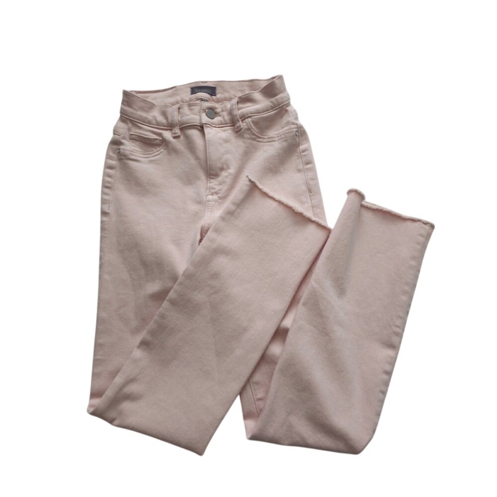 DL1961 Mara Straight Leg Jeans Women Size 23 Pink Raw Hem Mid Rise